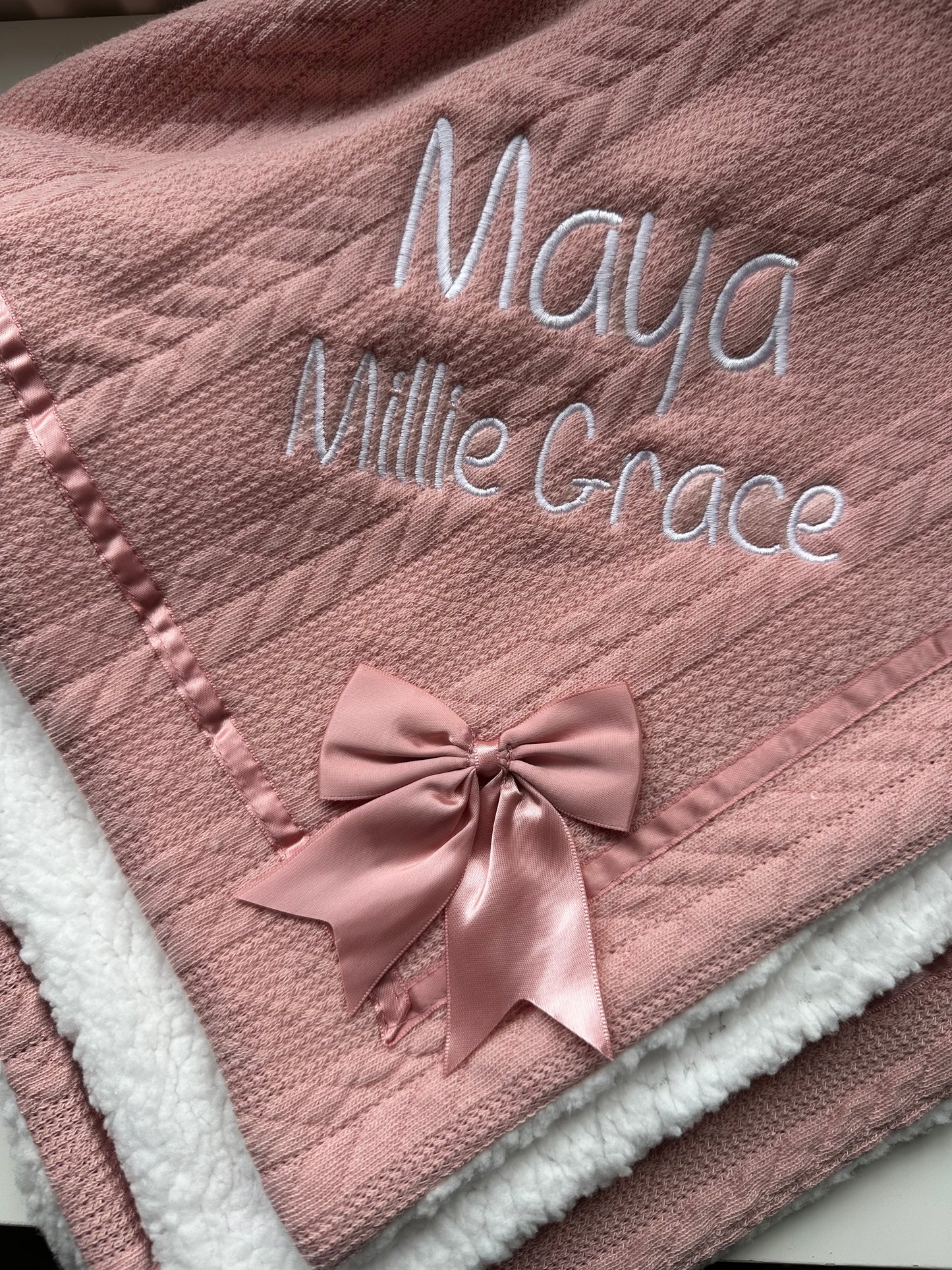Rose Pink embroidered blanket